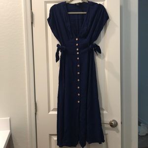 Contemporary Navy Blue Midi
